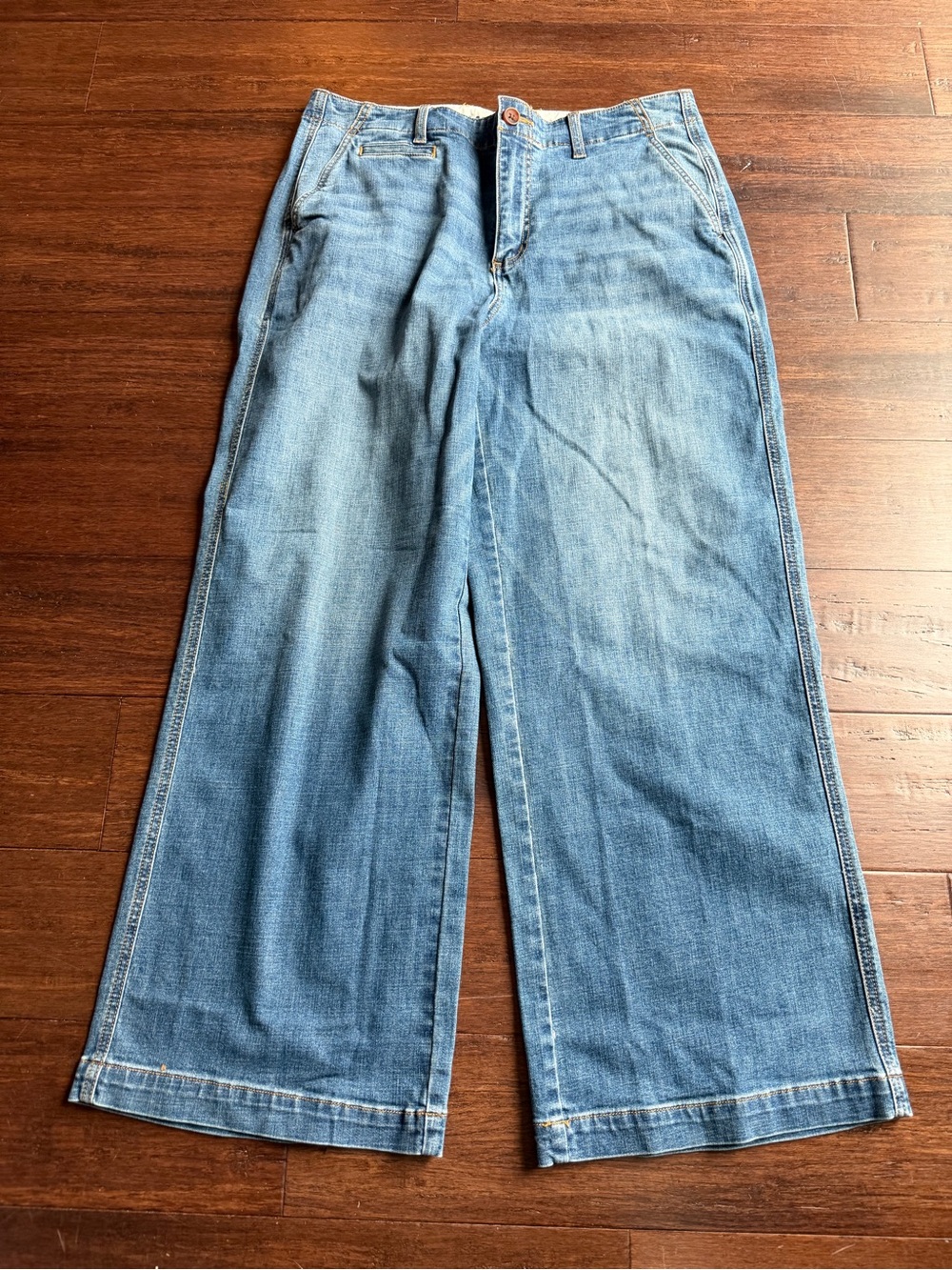 Lands' End Wide-Leg Denim Jeans in Light Blue